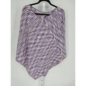 Currency Multicolored Acrylic Heathered Boat-Neck Asymmetric Poncho Size M